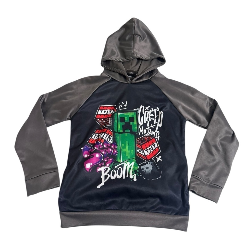 MINECRAFT Boys Sweatshirt Hoodie Black & Gray Size 10/12 k133